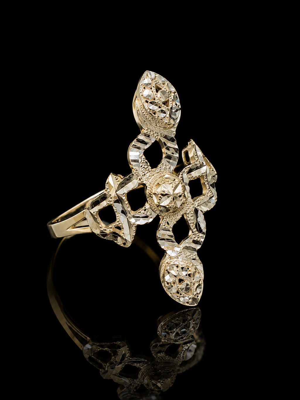 925 Sterling Silver Floral Statement Ring 6.7 gram