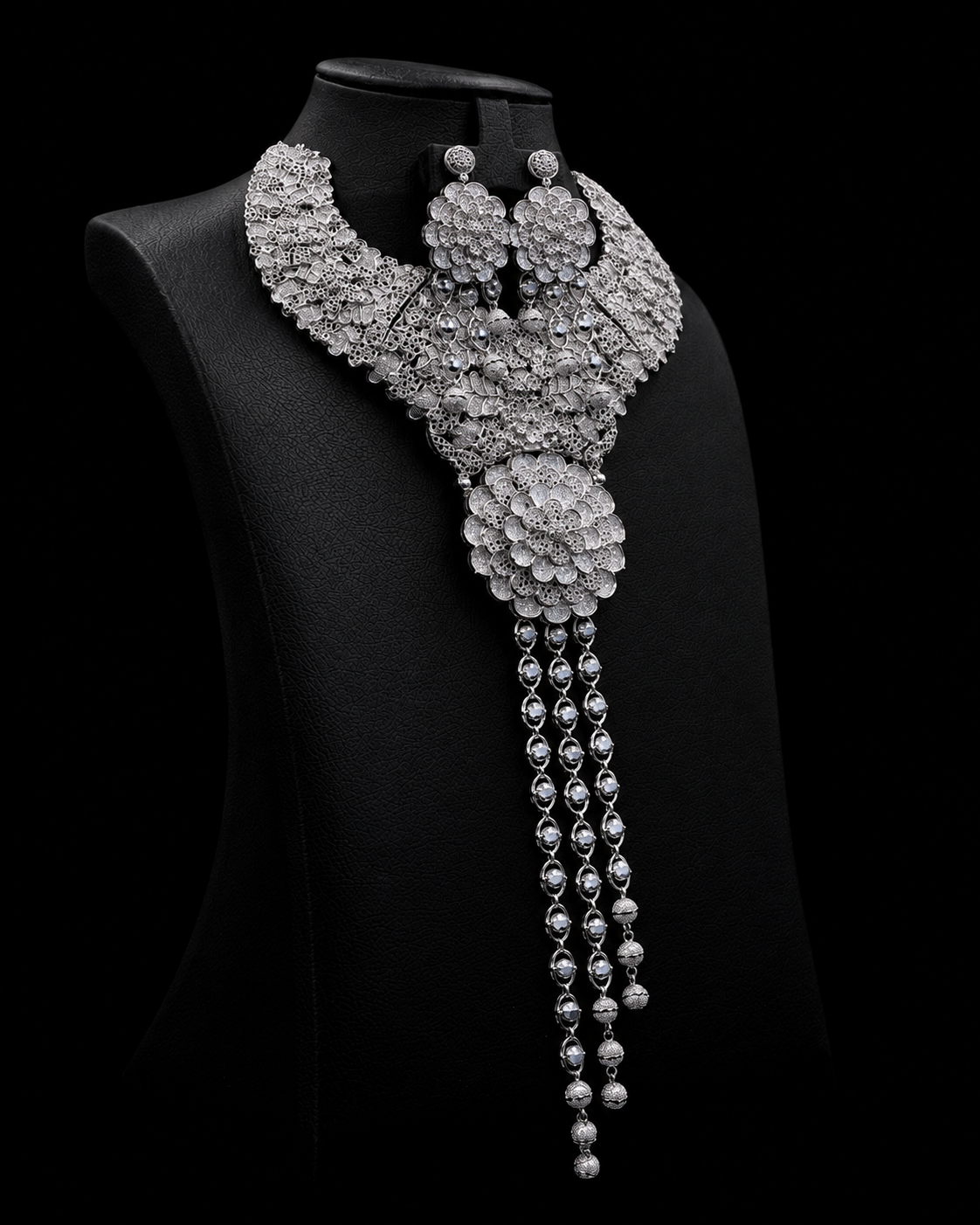 Luxury Silver Necklace & Earring Set 187.5 gram