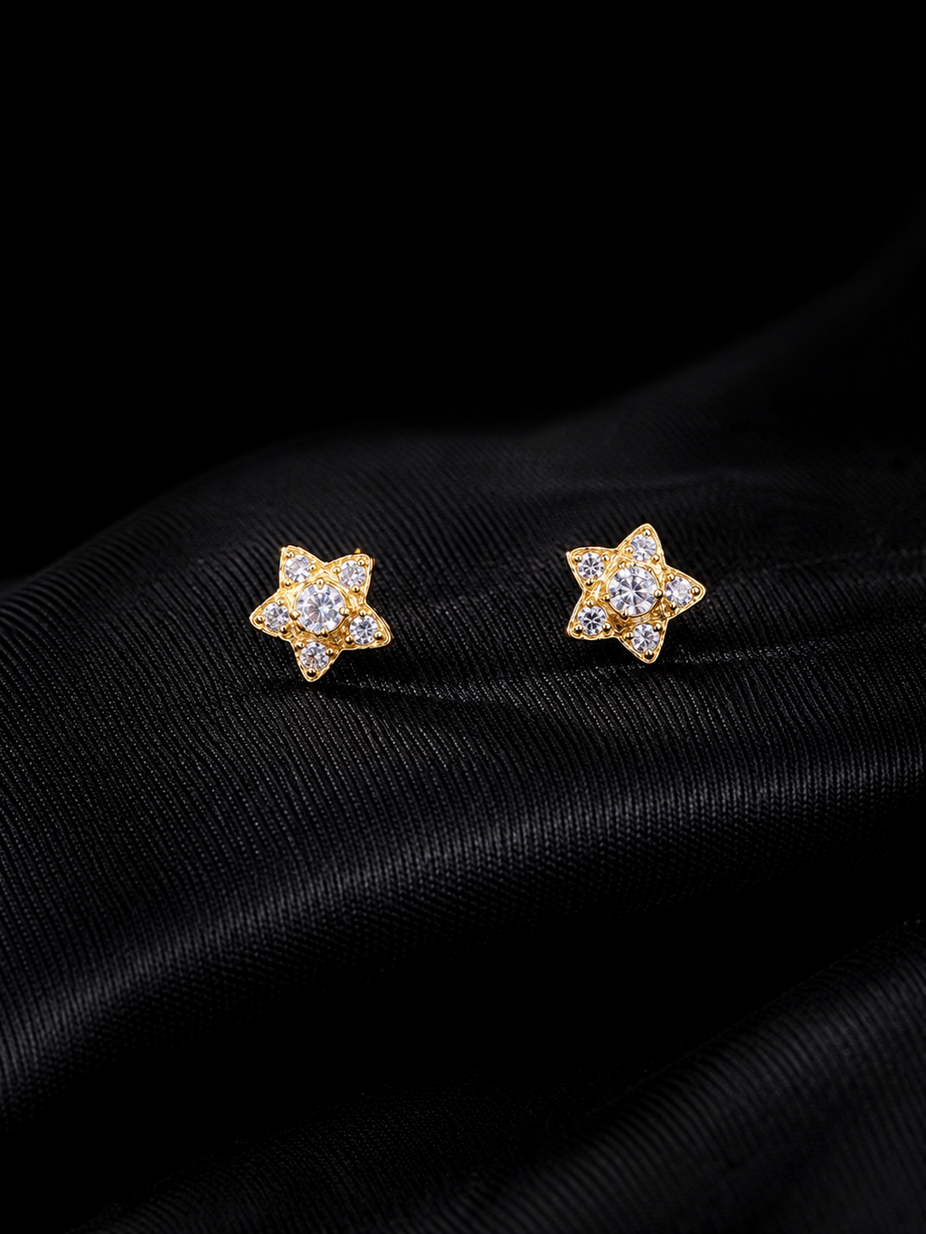 22K Gold Star Stud Earrings
