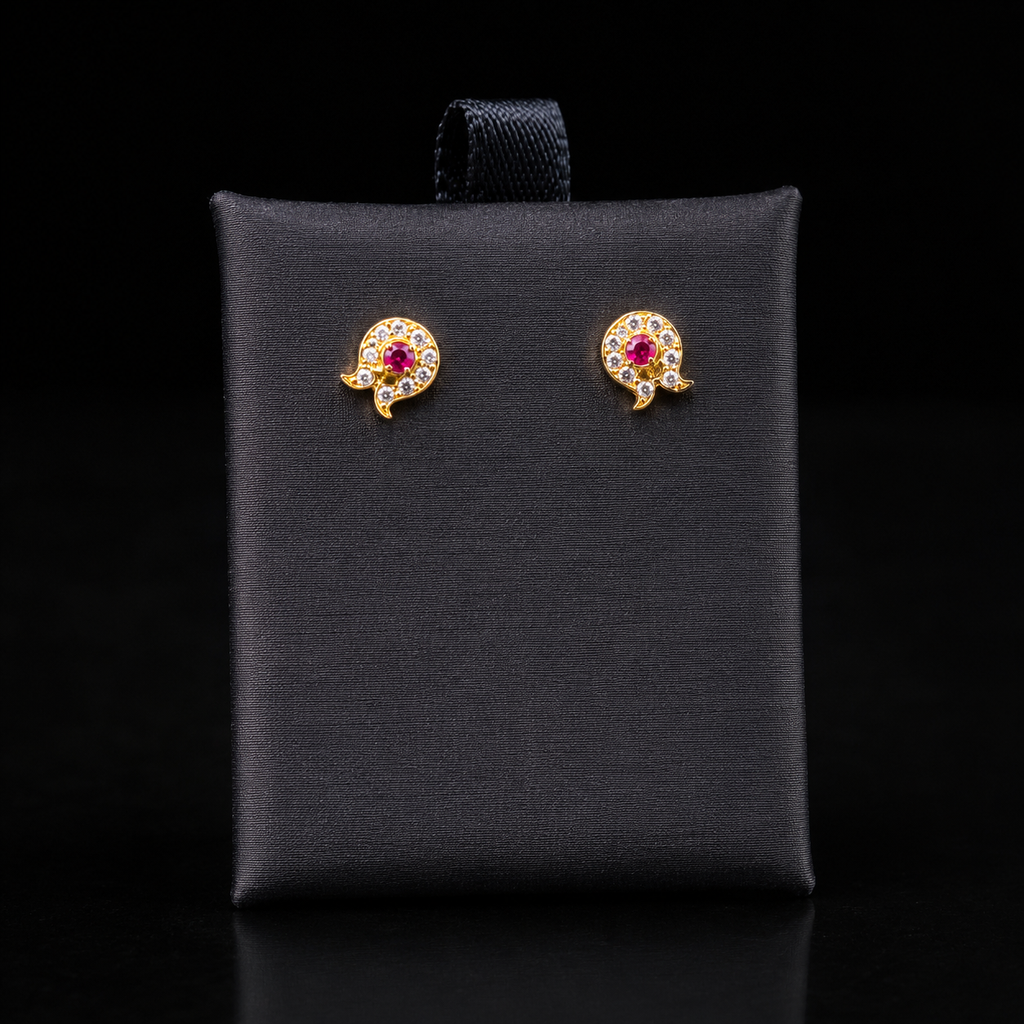 Gold Floral Stud Earrings.