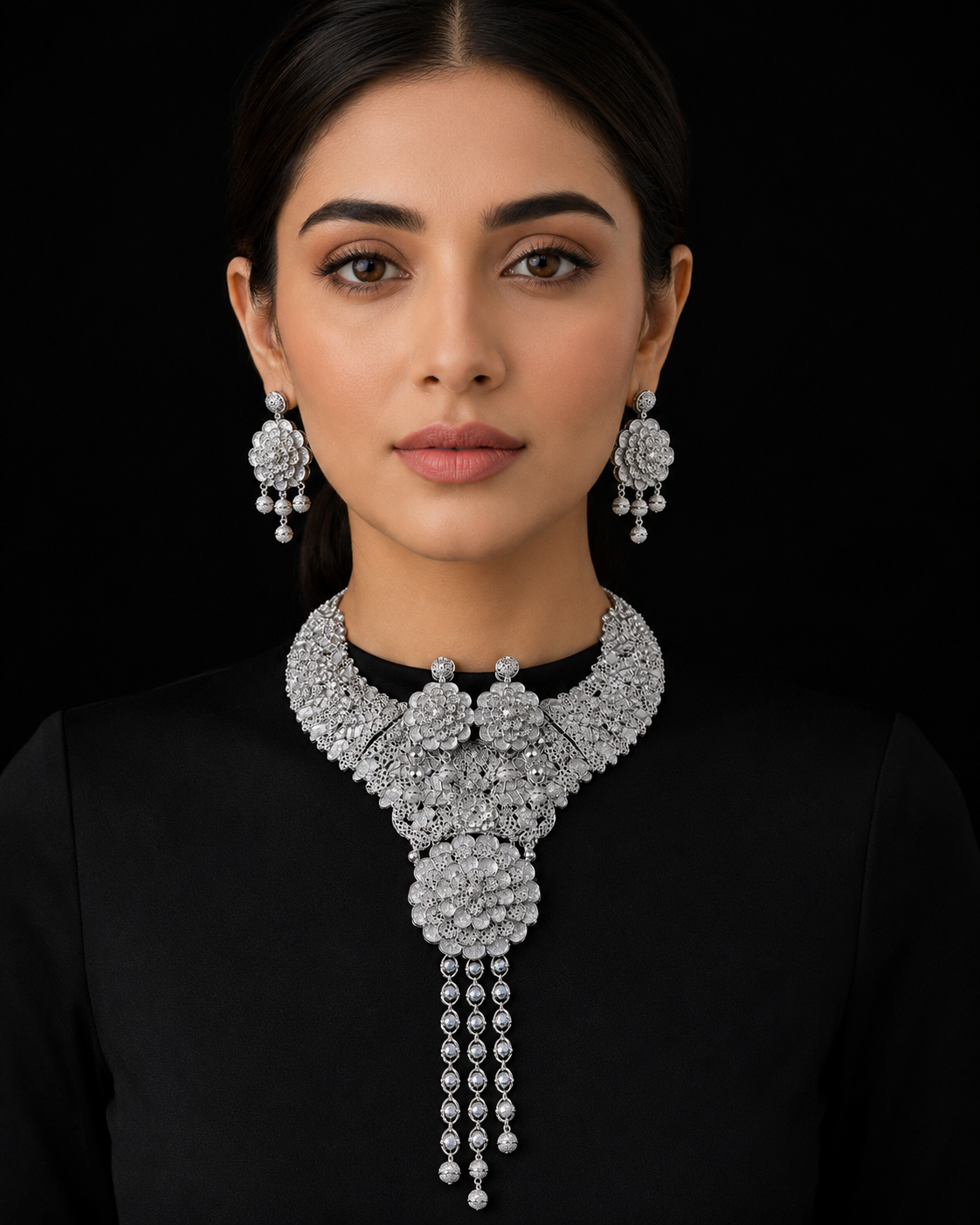 Luxury Silver Necklace & Earring Set 187.5 gram