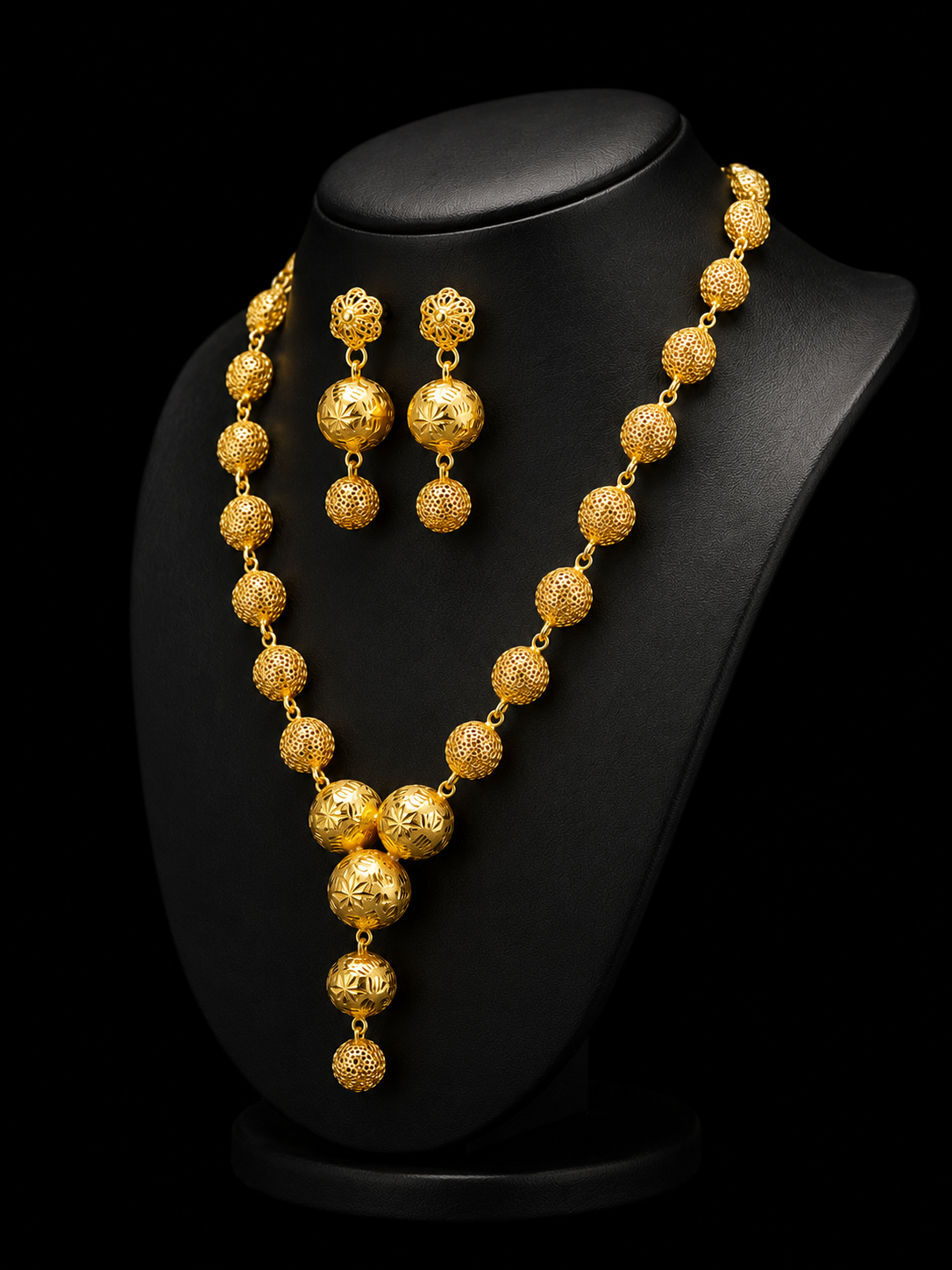 Silver Gold Beaded Necklace Set