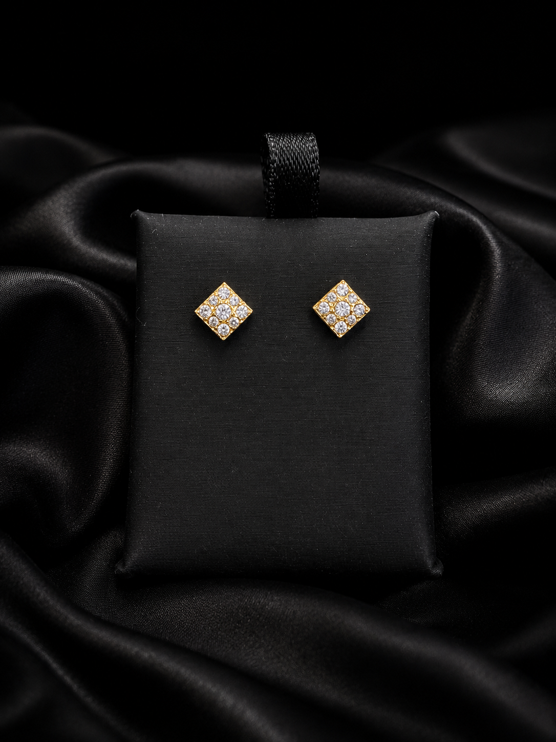 22K Gold Square Stud Earrings