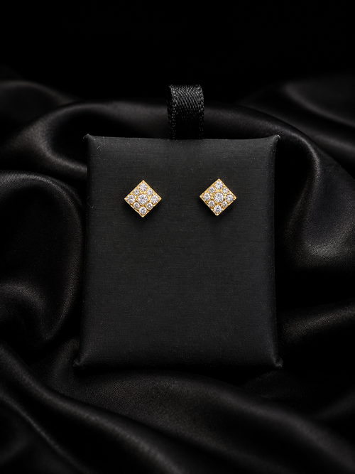 22K Gold Square Stud Earrings