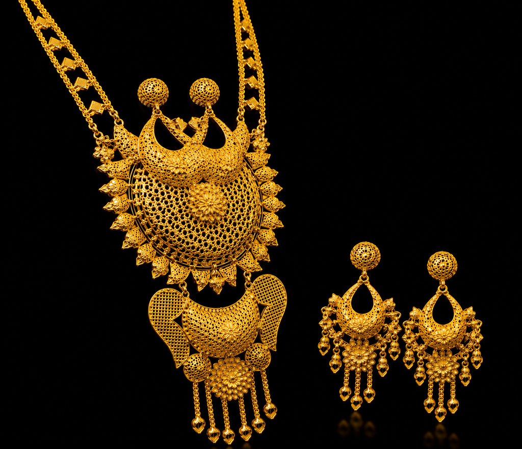 Silver Gold Bridal Necklace Set