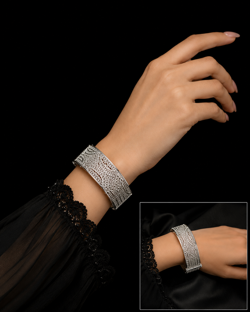 Elegant Designer Silver Bangle 49.4 gram