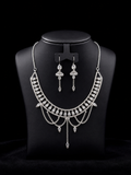 925 Sterling Silver Crystal Drape Necklace Set