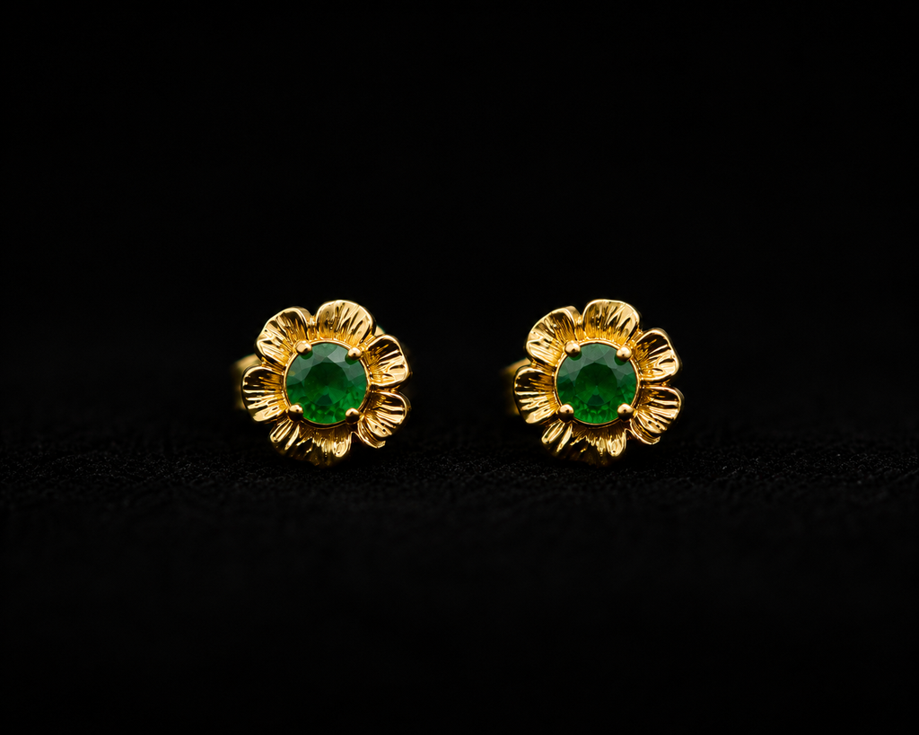 Elegant Gold Floral Stud Earrings
