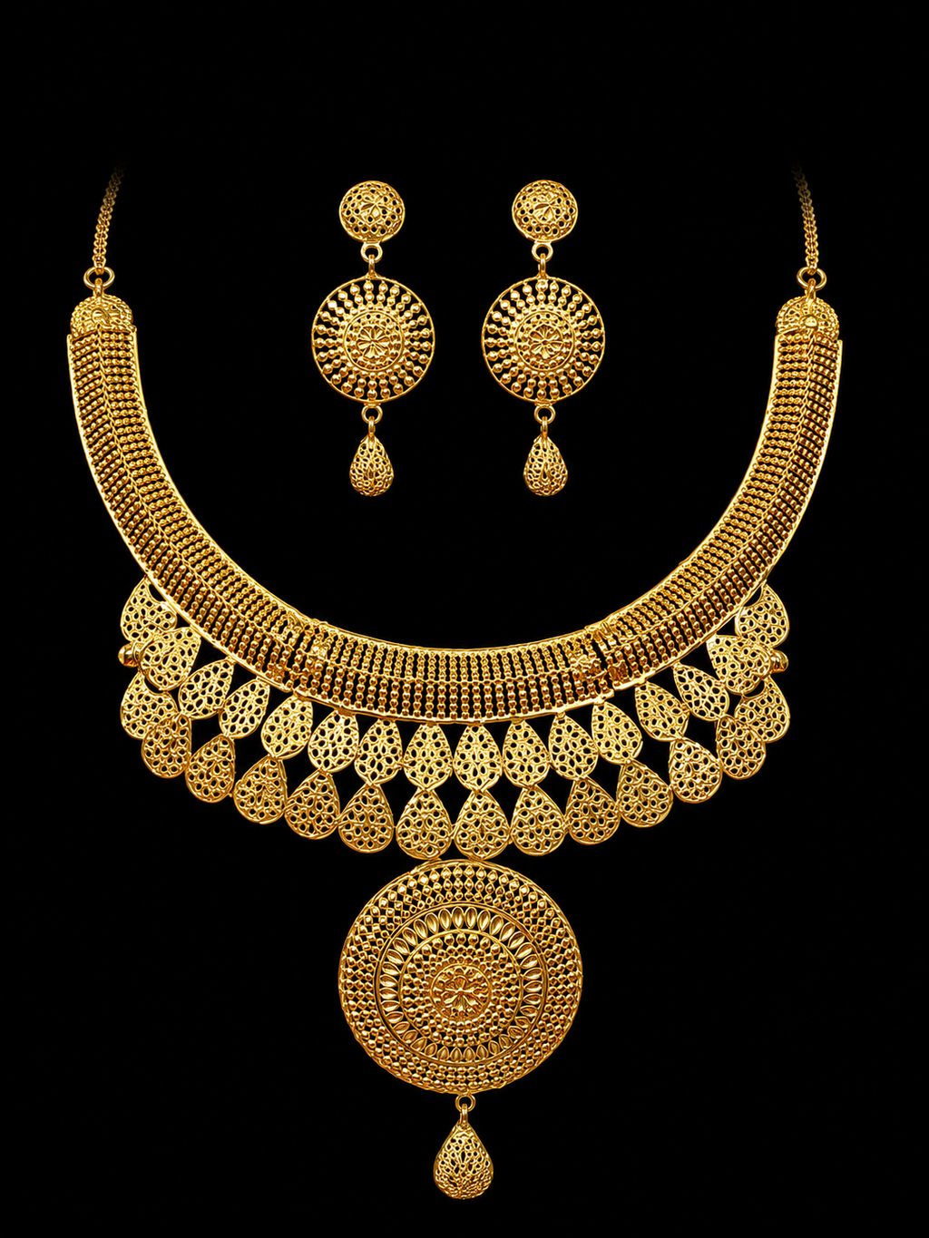 Silver Gold Royal Bridal Necklace Set