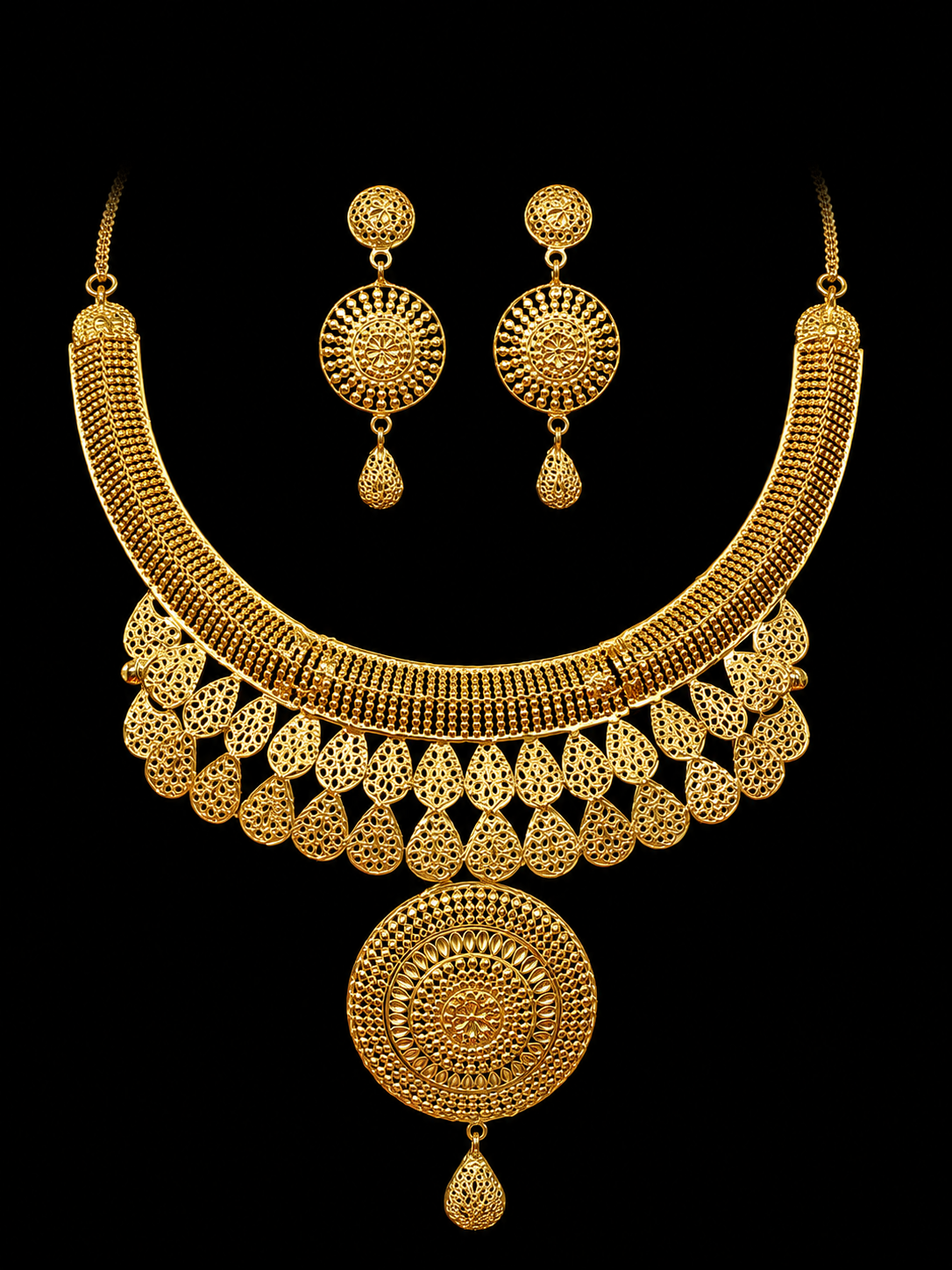Silver Gold Royal Bridal Necklace Set