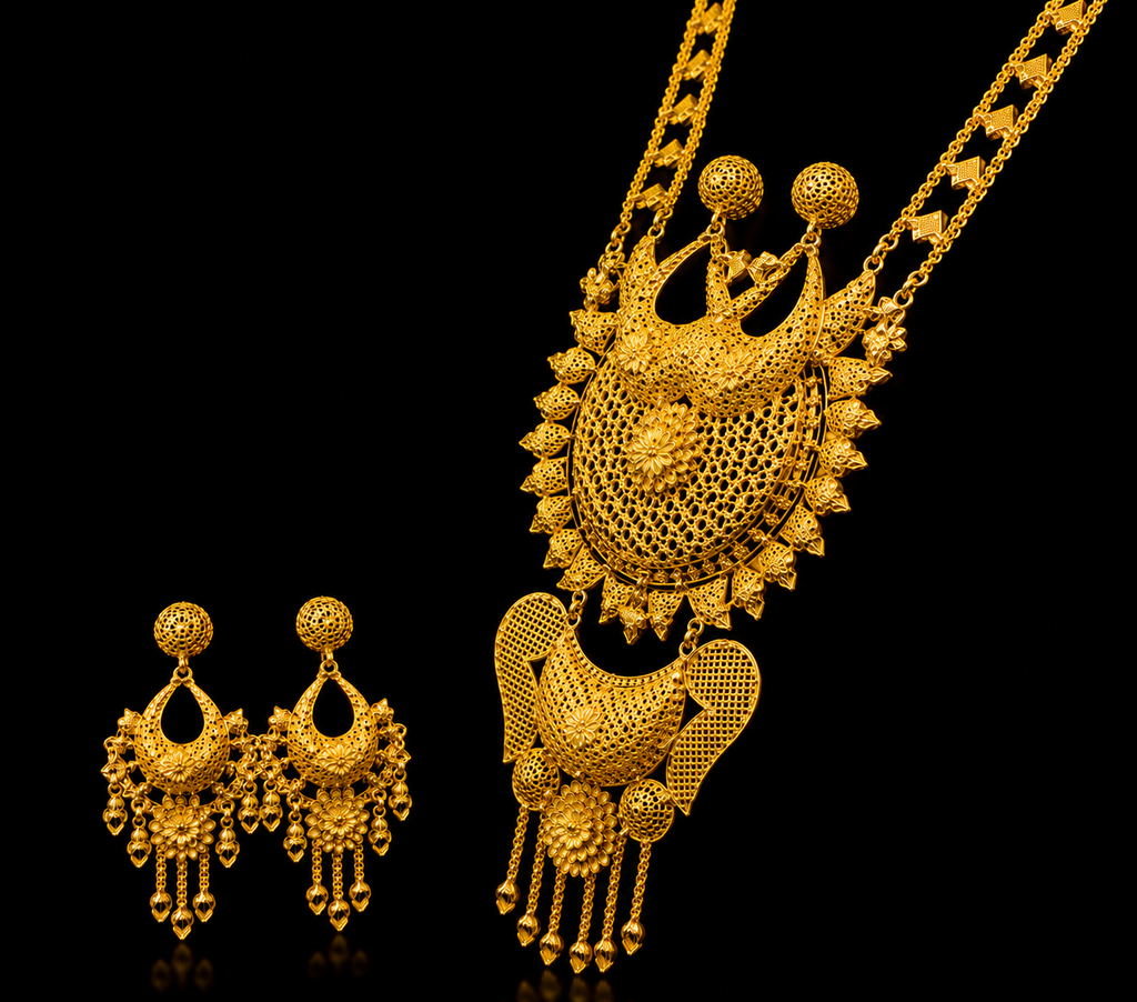 Silver Gold Bridal Necklace Set