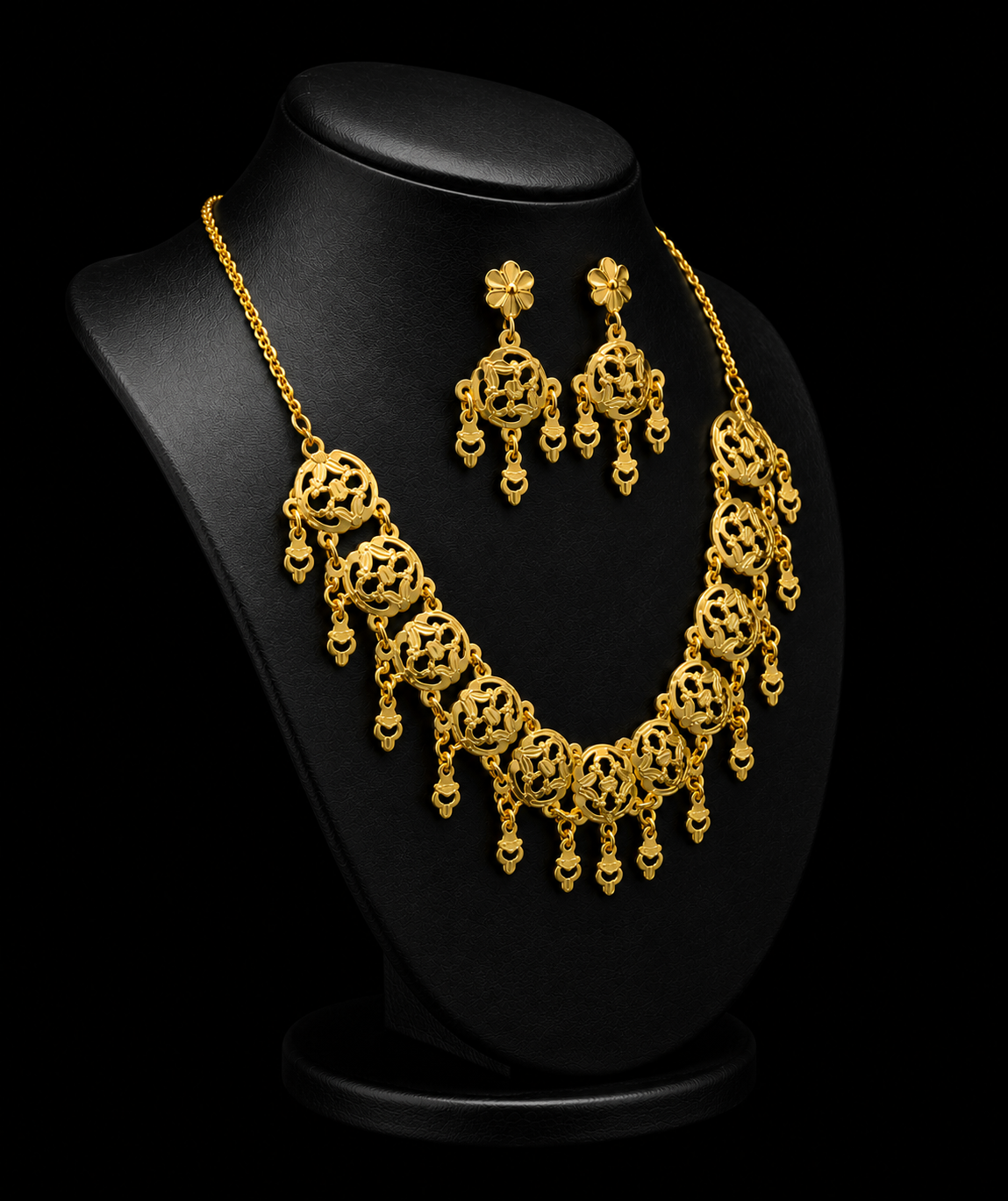 Silver Gold Filigree Necklace Set
