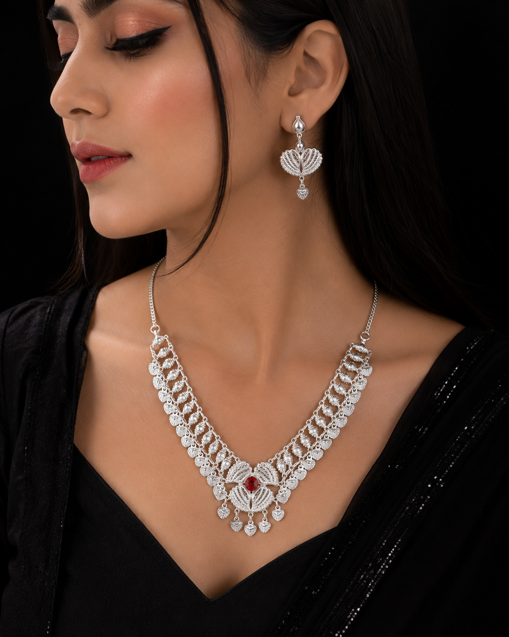 925 Sterling Silver Traditional Necklace Set