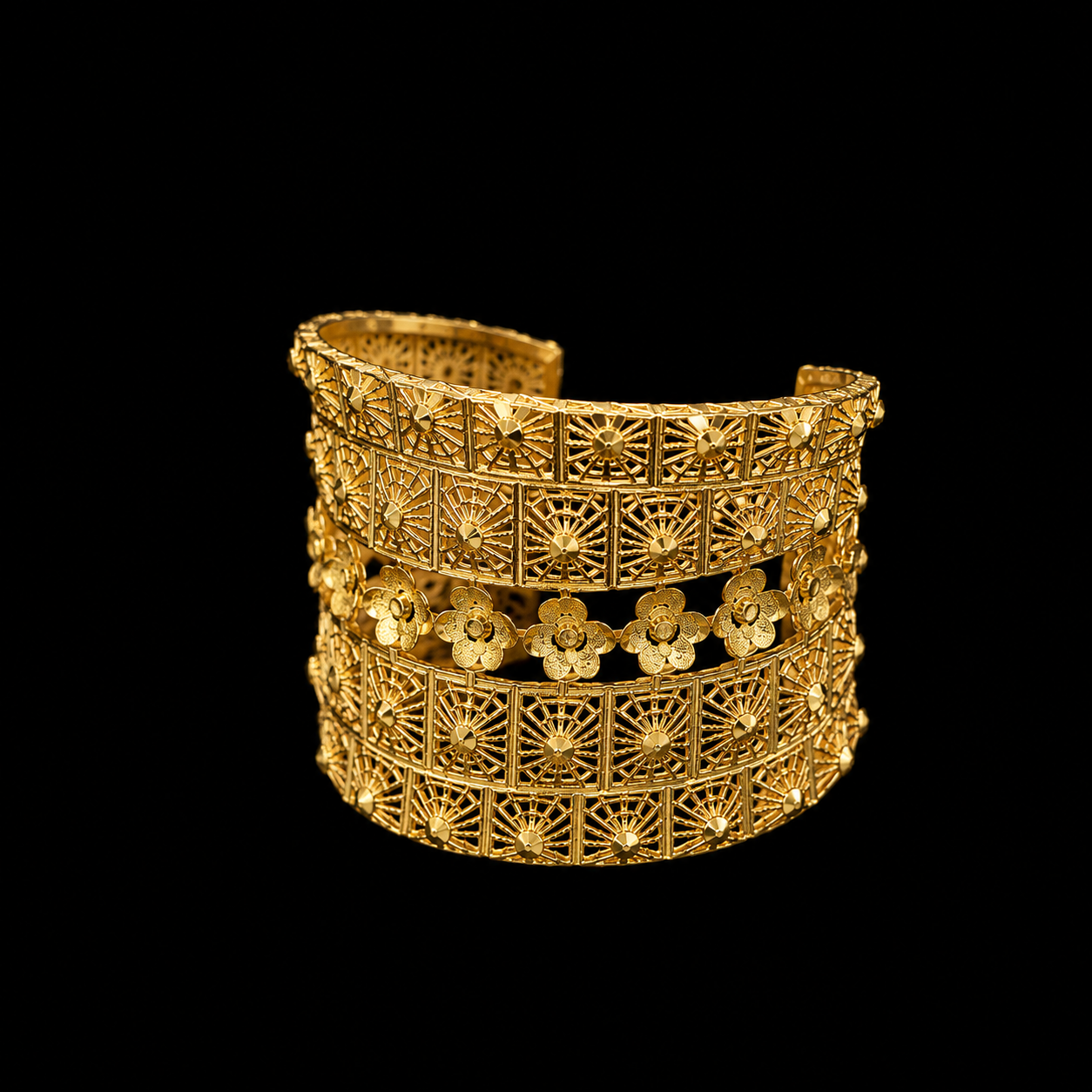 Luxury Gold-Plated Silver Cuff Bracelet