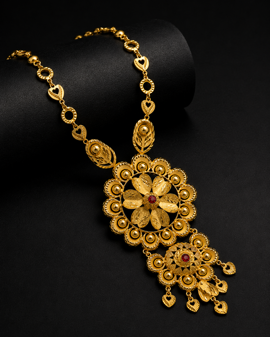 Floral Silver Gold Necklace Set