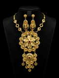 Floral Silver Gold Necklace Set