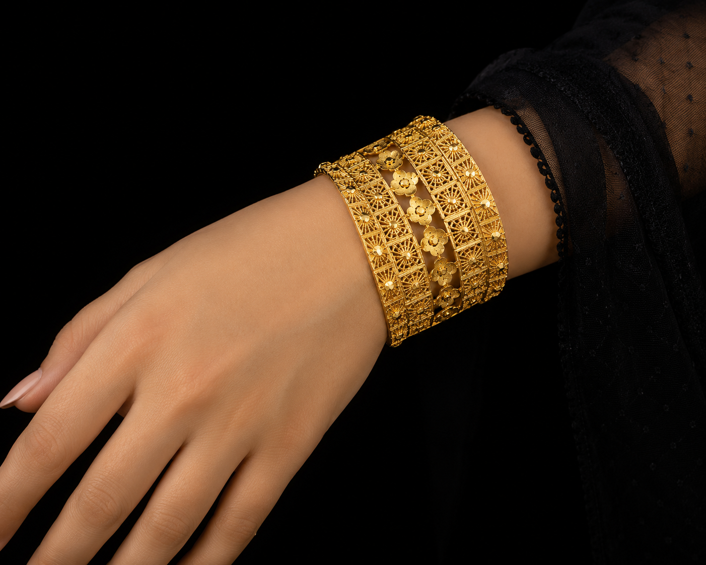 Luxury Gold-Plated Silver Cuff Bracelet