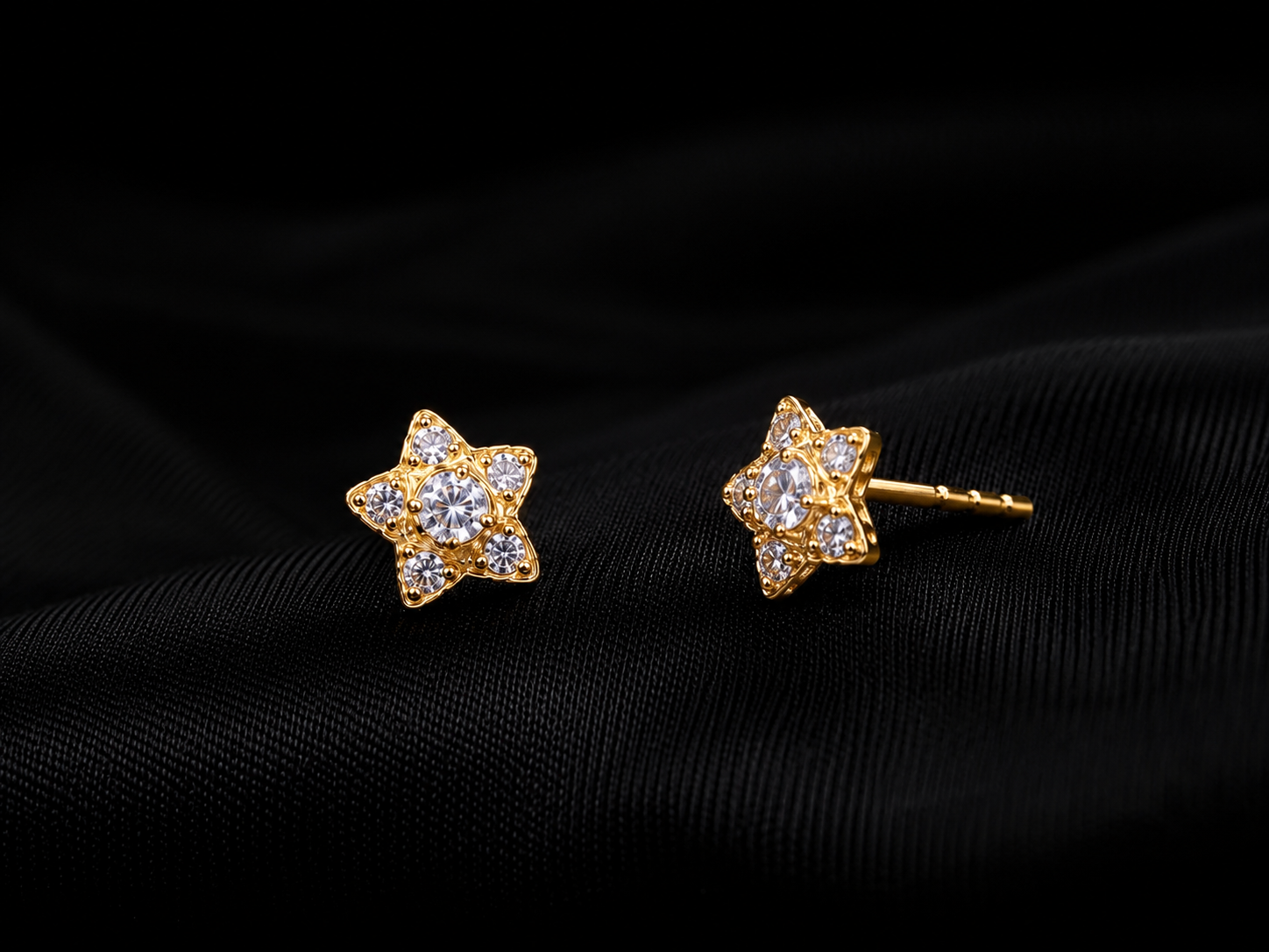 22K Gold Star Stud Earrings
