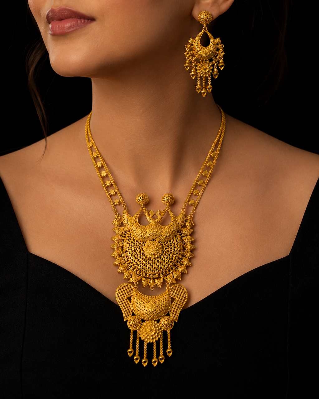 Silver Gold Bridal Necklace Set
