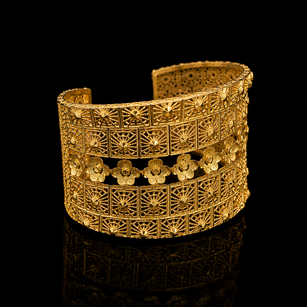 Luxury Gold-Plated Silver Cuff Bracelet