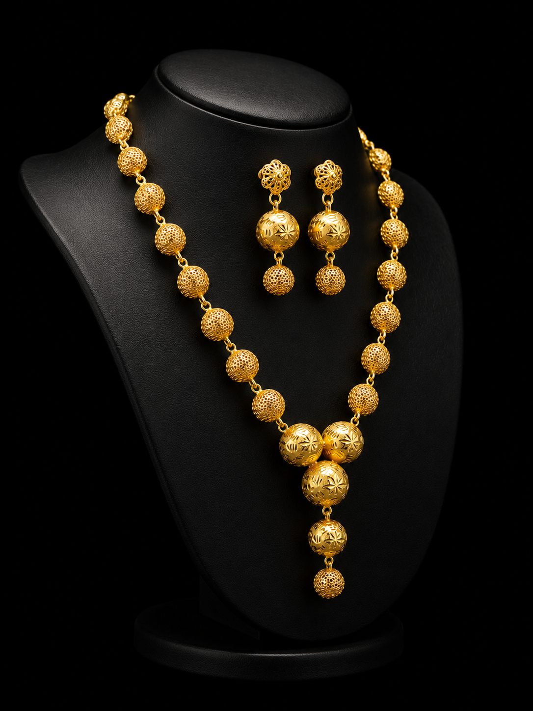 Silver Gold Beaded Necklace Set