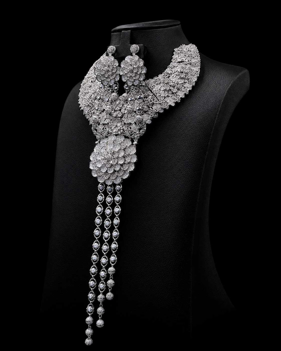 Luxury Silver Necklace & Earring Set 187.5 gram