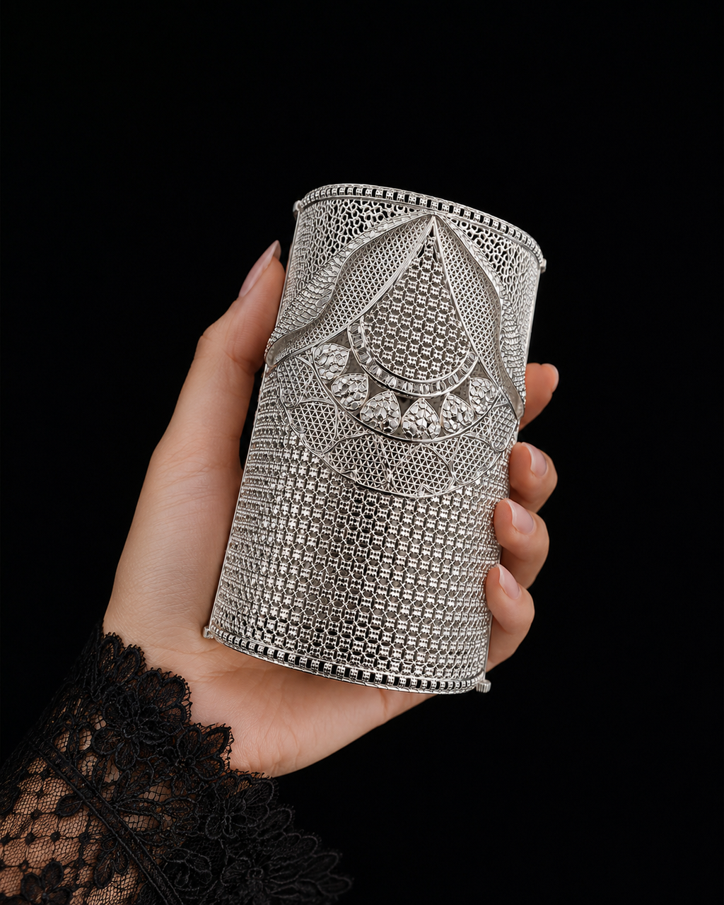 925 Sterling Silver Filigree Cuff Bracelet – Luxury Handcrafted Statement Cuff for Women