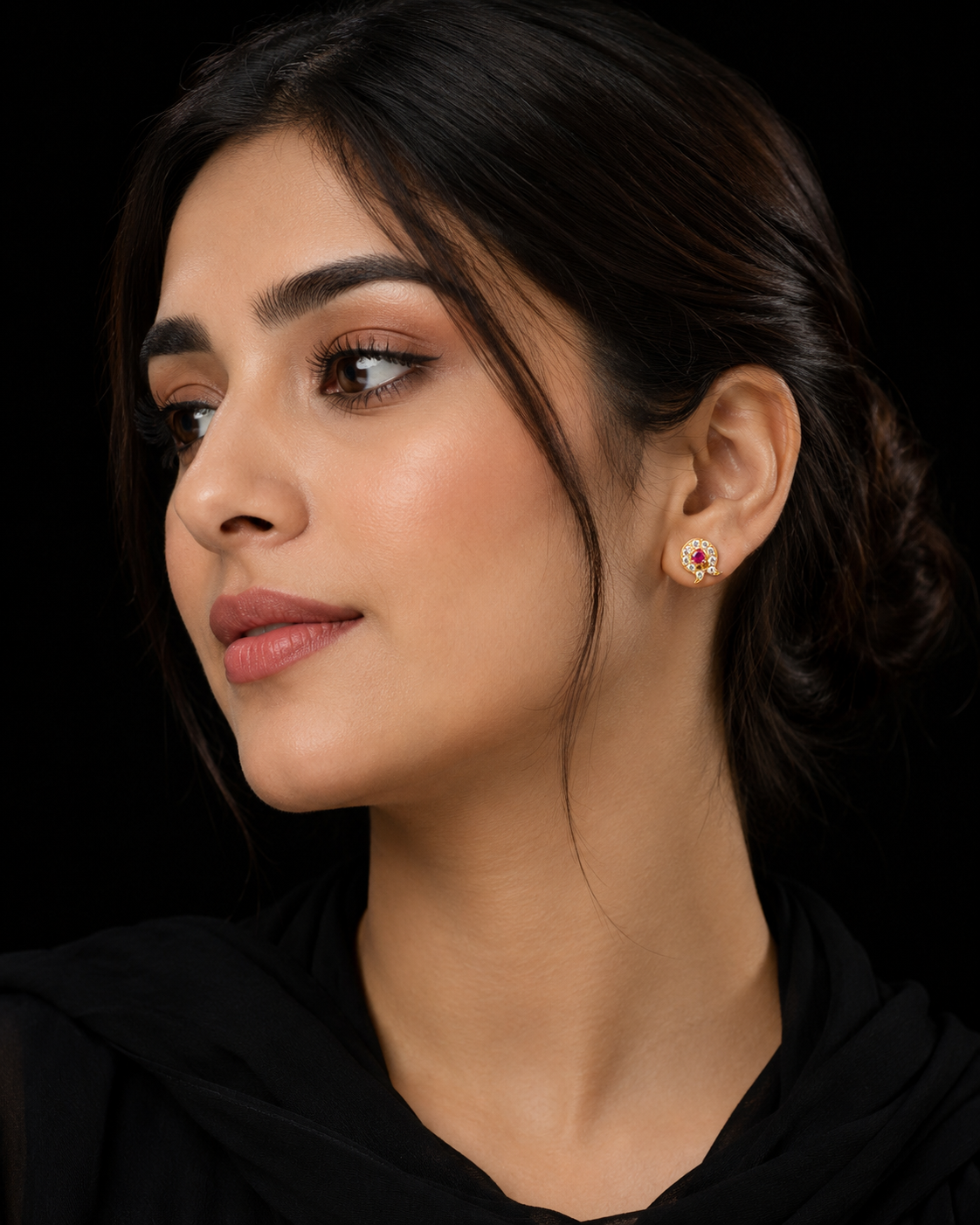Gold Floral Stud Earrings.