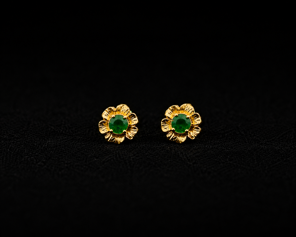 Elegant Gold Floral Stud Earrings