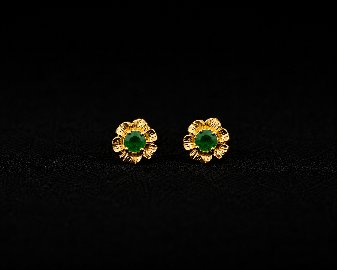 Elegant Gold Floral Stud Earrings