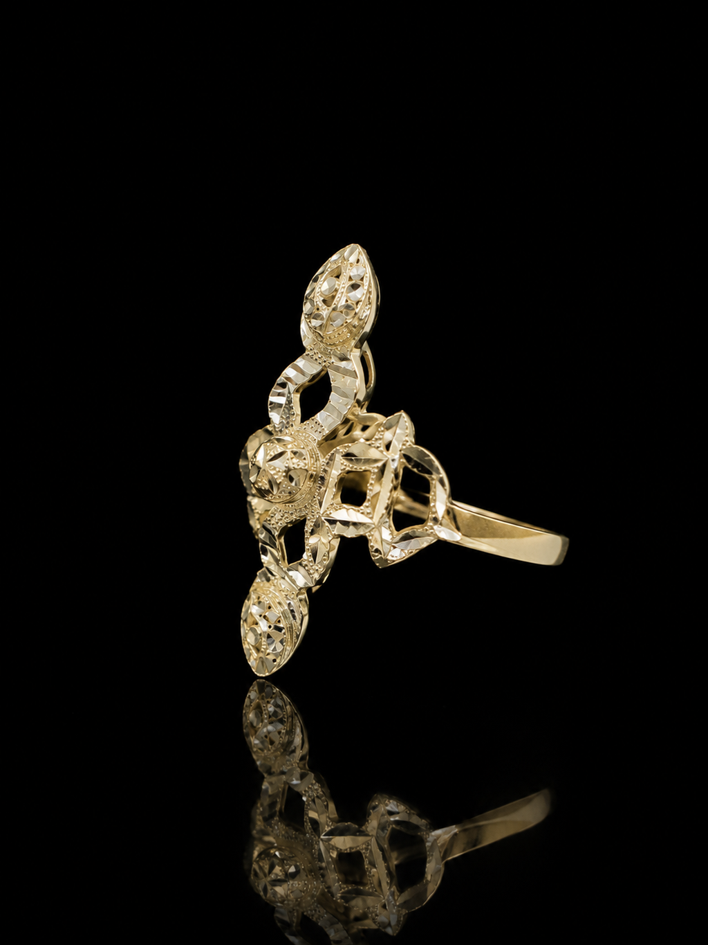 925 Sterling Silver Floral Statement Ring 6.7 gram