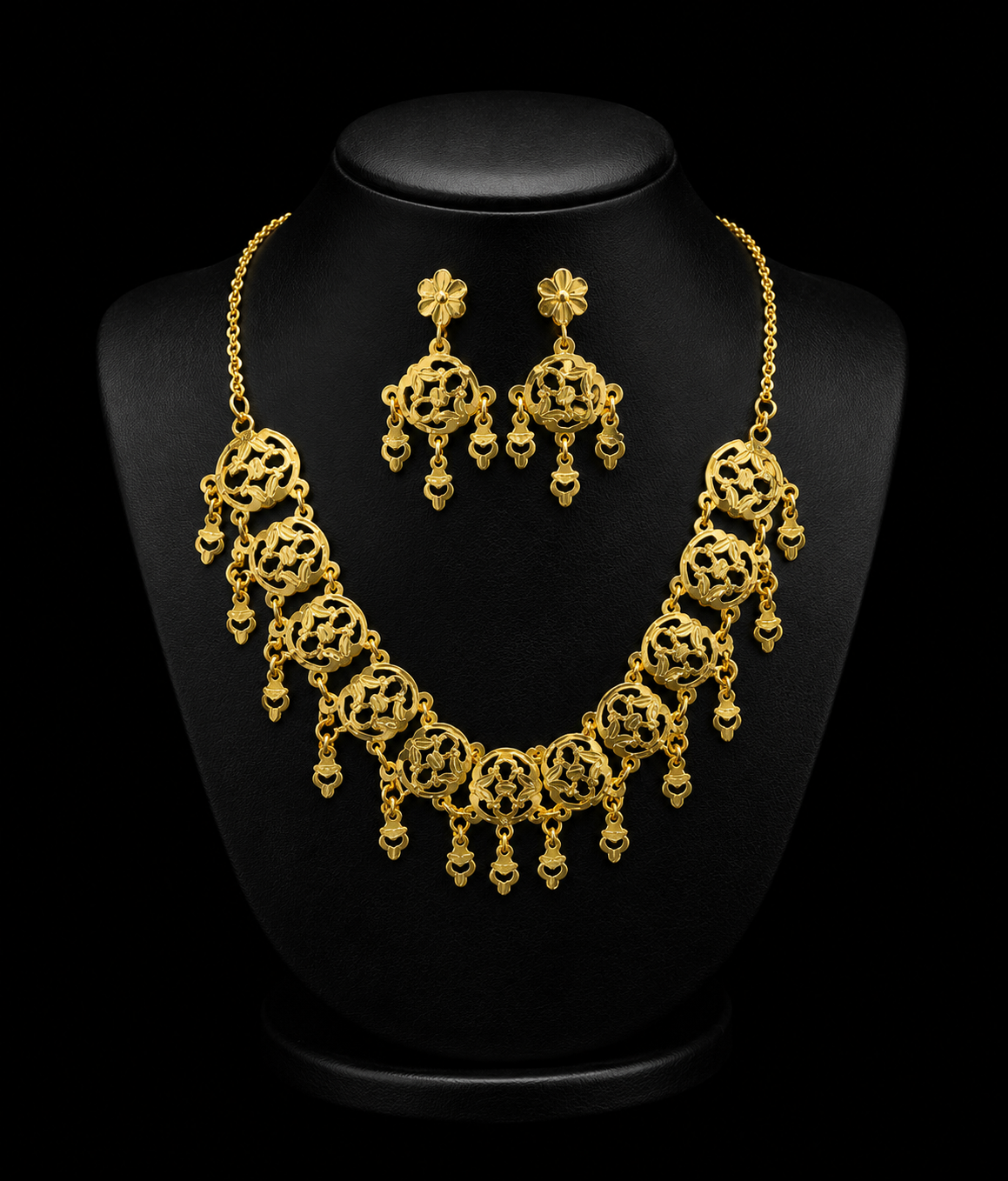 Silver Gold Filigree Necklace Set