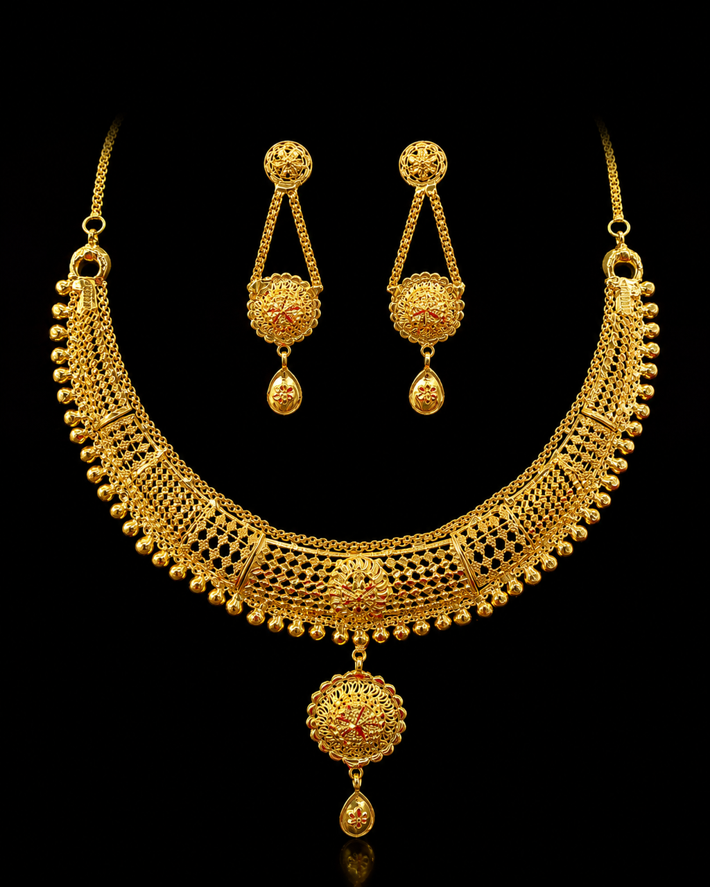 Silver Gold Elegant Filigree Necklace Set