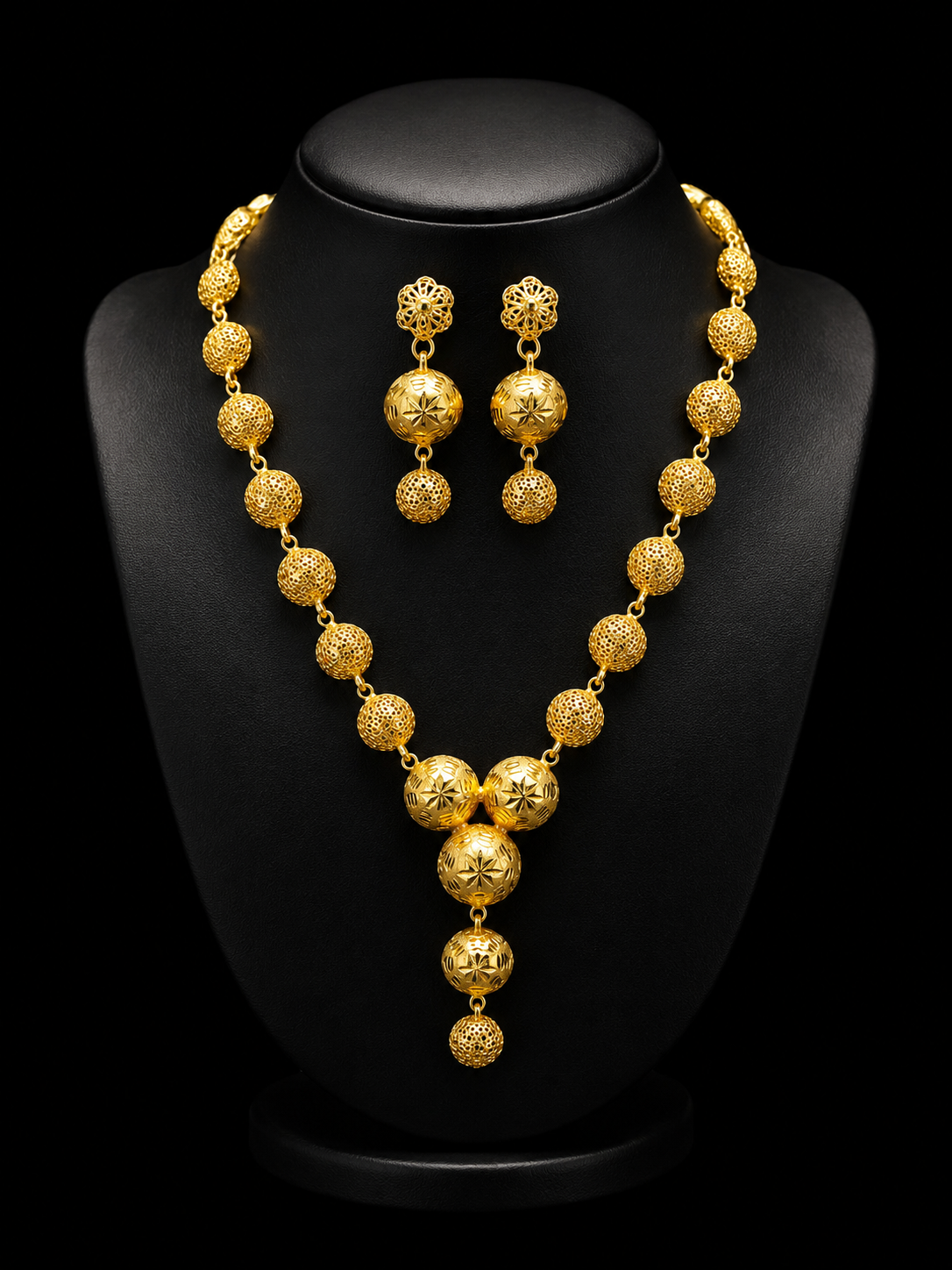 Silver Gold Beaded Necklace Set