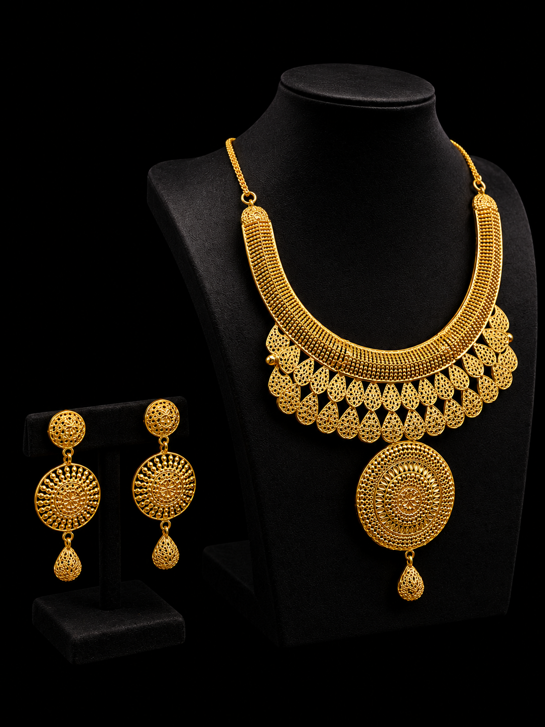 Silver Gold Royal Bridal Necklace Set