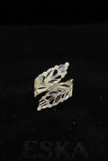 925 Sterling Silver Leaf Adjustable Ring 6.4 gram