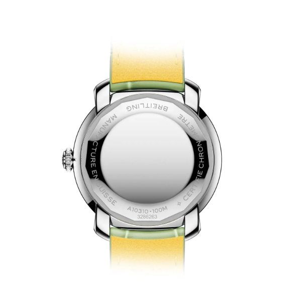 Breitling Ladies Diamond Green Dial Leather Strap Watch