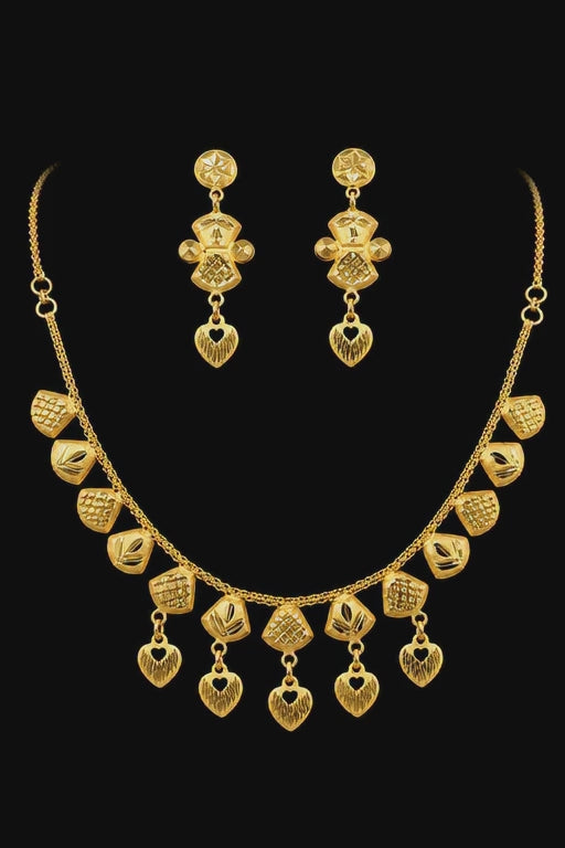 Silver Gold Heart Charm Necklace Set